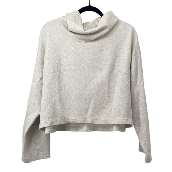 Lululemon Women's Ribbed Funnel Neck Pullover XL/XXL Heather Opal White RN106259 - Picture 1 of 8